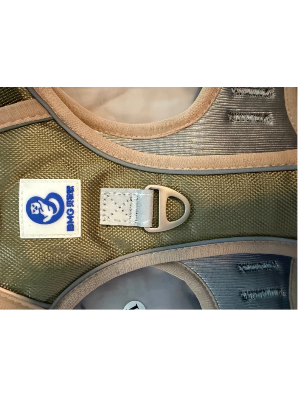 BMG Dog Harness in Olive Green and Beige, Medium Size